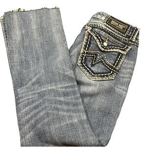 Miss Me Jeans Irene Bootcut Size 30 Low Rise Embroidered Flap Rhinestones Y2K
